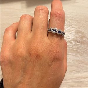 Sterling Silver Exotic Twisted Sapphire CZ Ring